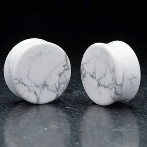 NEW 25mm Howlite Plugs Natural Stone Tunnels for Stretched Ears